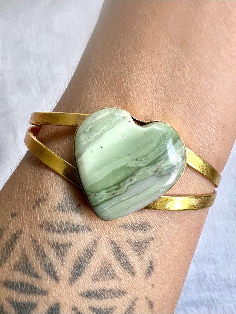 GOLD Larsonite Heart ❤️ Bracelet Cuff